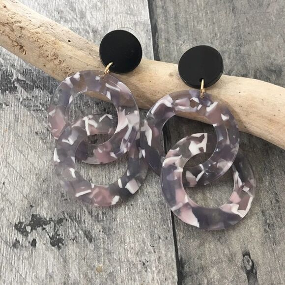 Lucite Double Hoop Earrings - Picture 1 of 5